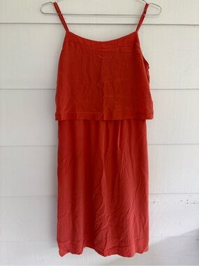 Madewell 100% Silk Midi Dress Size 4 Burnt Orange Layered Sleeveless Cottagecore
